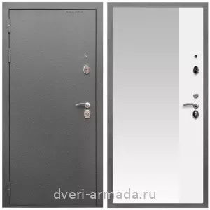 Одностворчатые входные двери, Дверь входная Армада Оптима Антик серебро / МДФ 16 мм ФЛЗ  Панорама-1 Белый матовый