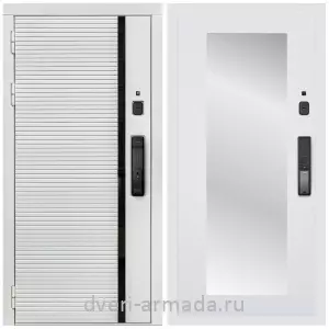 Двери МДФ для квартиры, Умная входная смарт-дверь Армада Каскад WHITE МДФ 10 мм Kaadas K9 / МДФ 16 мм ФЛЗ-Пастораль, Белый матовый
