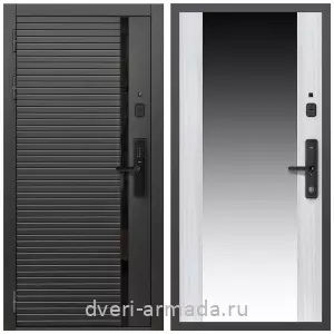Входные двери со вставками, Умная входная смарт-дверь Армада Каскад BLACK МДФ 10 мм Kaadas S500 / МДФ 16 мм СБ-16 Сандал белый