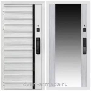 Входные двери 880х2050, Умная входная смарт-дверь Армада Каскад WHITE МДФ 10 мм Kaadas K9 / МДФ 16 мм СБ-16 Сандал белый