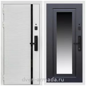 Входные двери со вставками, Умная входная смарт-дверь Армада Каскад WHITE МДФ 10 мм Kaadas S500 / МДФ 16 мм ФЛЗ-120 Венге