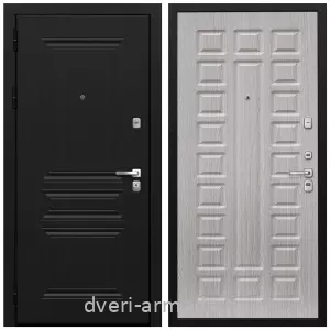 Черные входные двери, Металлическая дверь входная Армада Экстра МДФ 10 мм ФЛ-243 Черная шагрень / МДФ 16 мм ФЛ-183 Сандал белый
