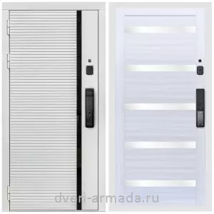 Для загородного дома, Умная входная смарт-дверь Армада Каскад WHITE МДФ 10 мм Kaadas K9 / МДФ 16 мм СБ-14 Сандал белый стекло белое