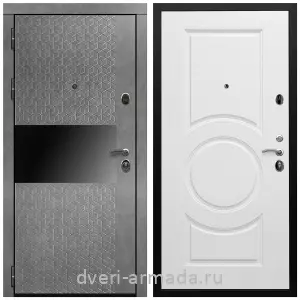 Входные двери лофт, Дверь входная Армада Престиж Черная шагрень МДФ 16 мм Штукатурка графит / МДФ 16 мм МС-100 Белый матовый