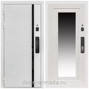 Красивые входные двери, Умная входная смарт-дверь Армада Каскад WHITE МДФ 10 мм Kaadas K9 / МДФ 16 мм ФЛЗ-120 Дуб белёный