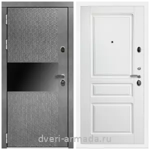 Входные двери лофт, Дверь входная Армада Престиж Белая шагрень МДФ 16 мм Штукатурка графит / ФЛ-243 Ясень белый