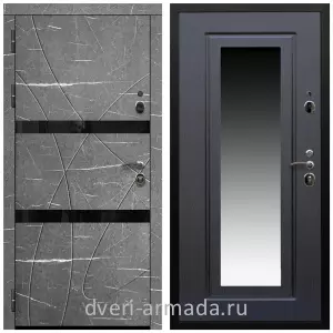 Входные двери МДФ для офиса, Дверь входная Армада Престиж Черная шагрень МДФ 16 мм Торос графит / МДФ 16 мм ФЛЗ-120 Венге