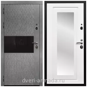 Входные двери МДФ с двух сторон, Дверь входная Армада Престиж Черная шагрень МДФ 16 мм Штукатурка графит / МДФ 16 мм ФЛЗ-120 Ясень белый