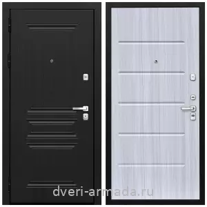 Черные входные двери, Металлическая дверь входная теплая Армада Экстра МДФ 10 мм ФЛ-243 Черная шагрень / МДФ 10 мм ФЛ-102 Сандал белый для квартиры