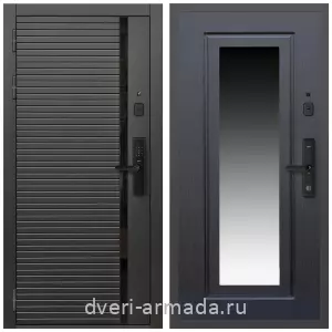 Входные двери со вставками, Умная входная смарт-дверь Армада Каскад BLACK МДФ 10 мм Kaadas S500 / МДФ 16 мм ФЛЗ-120 Венге