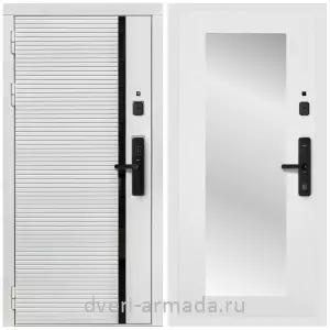 Входные двери со вставками, Умная входная смарт-дверь Армада Каскад WHITE МДФ 10 мм Kaadas S500 / МДФ 16 мм ФЛЗ-Пастораль, Белый матовый