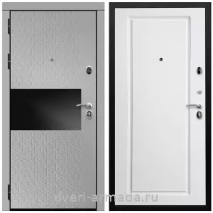 Входные двери с двумя петлями, Дверь входная Армада Престиж Черная шагрень МДФ 16 мм Милк рикамо софт / МДФ 16 мм ФЛ-119 Белый матовый