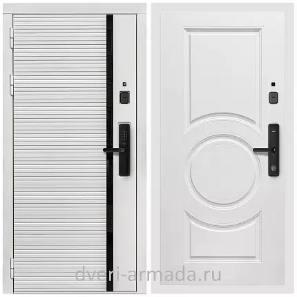 Умная входная смарт-дверь Армада Каскад WHITE МДФ 10 мм Kaadas S500 / МДФ 16 мм МС-100 Белый матовый