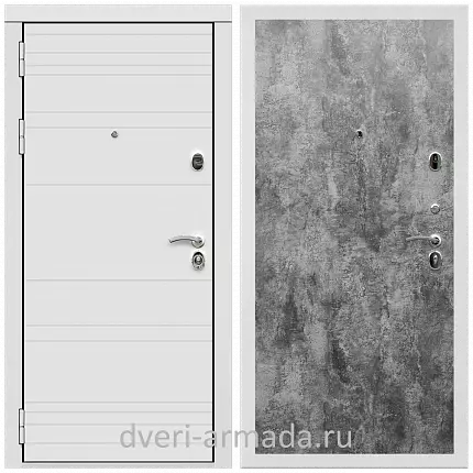 Дверь входная Армада Престиж Белая шагрень матовый линии горизонт МДФ 16 мм / МДФ 6 мм ПЭ Цемент темный