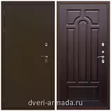 Уличные двери для коттеджа, Дверь входная железная уличная для загородного дома Армада Термо Молоток коричневый/ ФЛ-58 Венге с панелями МДФ