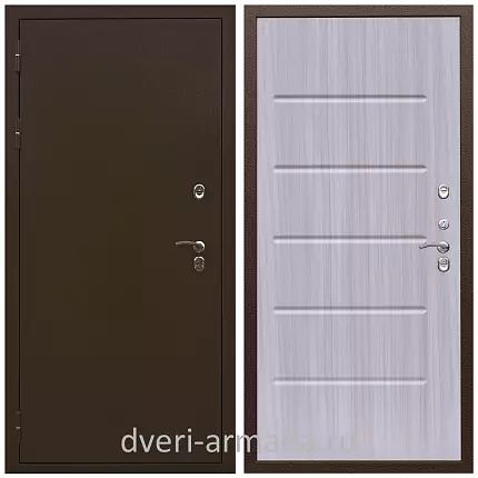 Дверь входная теплая в дом Армада Термо Молоток коричневый/ ФЛ-102 Сандал белый для частного дома с шумоизоляцией