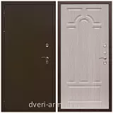 Уличные, Дверь входная стальная уличная в частный дом Армада Термо Молоток коричневый/ ФЛ-58 Дуб белёный
